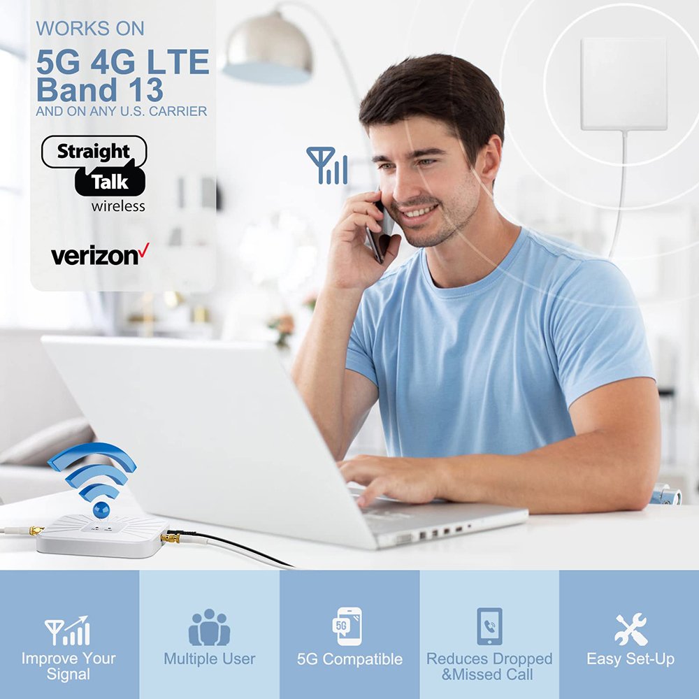 2024 New Single Antenna Band13 Quad Band 2G/3G/4G Mobile Cell Phone Signal Booster for 4G/GSM/3G/GPRS Networks